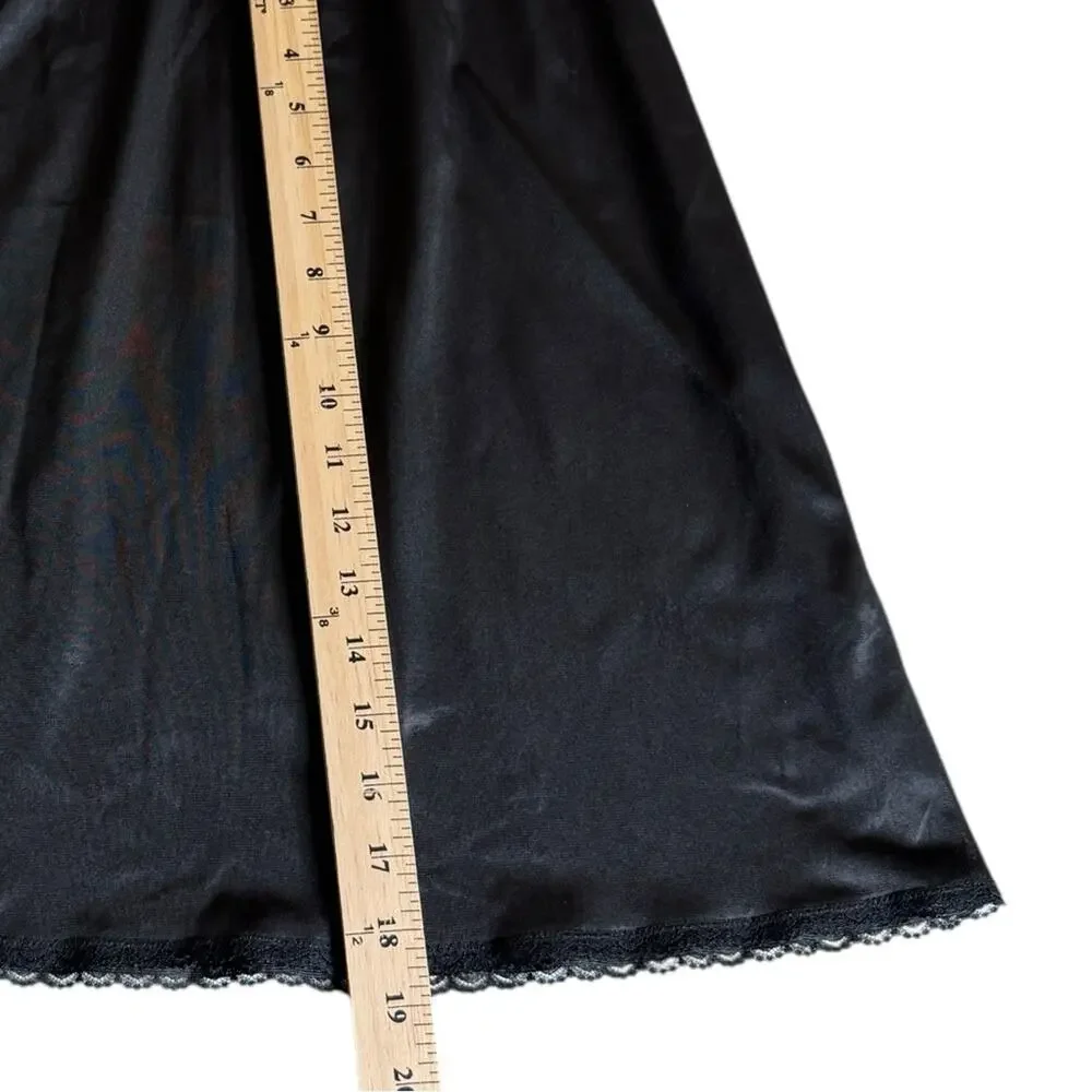 Vintage Something Special Maidenform Satin‎ Slip Skirt Lace Side Slit Women's M